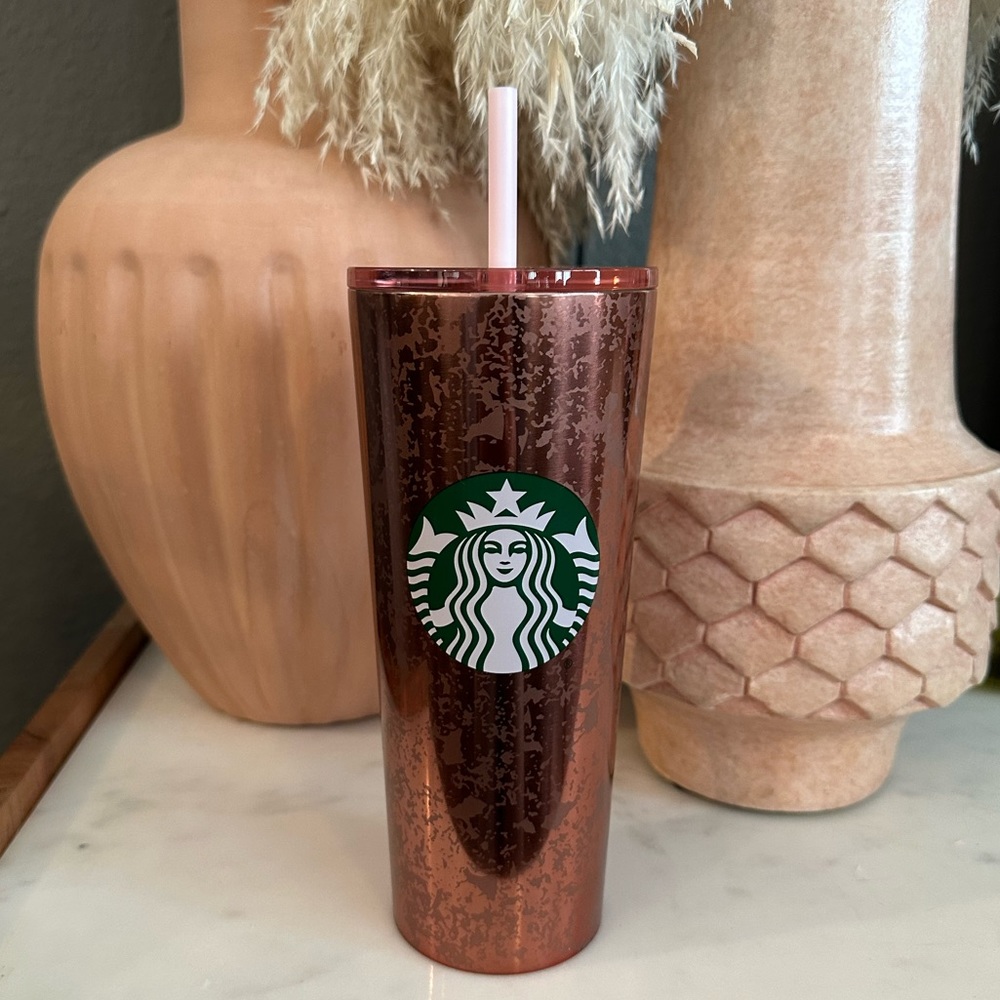 Starbucks Stainless Steel Cold Cup Tumbler Rose Gold Pink Mercury 16 fl oz